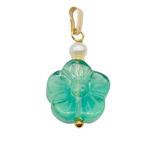 Load image into Gallery viewer, Fluorite and Pearl 14K Gold Filled Flower | 1" Long | Blue | 1 Pendant |