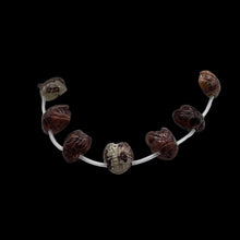 Load image into Gallery viewer, Carved Red Flower Apache Jasper Bug Bead Strand | 18x17x9mm | Pink Red Grey