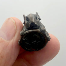 Load image into Gallery viewer, Hand Carved & Signed Mouse Teak Ojime Netsuke Bead | | Brown - PremiumBead Alternate Image 6