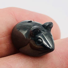 Load image into Gallery viewer, Two Carved Hematite Mouse Beads | 20.5x12x10.5 mm | Grey