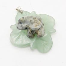 Load image into Gallery viewer, Ribbit 1 Lapis Frog On Aventurine Lily pad Pendant | 28x28.5x11mm | Blue