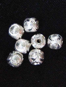 Seven Beads of Glitter Laser Cut 4mm Sterling Silver Beads 8595 - PremiumBead Primary Image 1