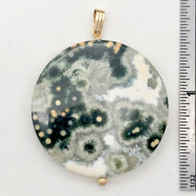 Load image into Gallery viewer, White Gray Green Gold Ocean Jasper & 14K Gold Filled Pendant | 36mm | 2" Long |