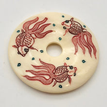 Load image into Gallery viewer, Carved &amp; Etched Koi Fish 40mm Pi Circle Centerpiece 10747 - PremiumBead Primary Image 1
