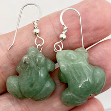 Load image into Gallery viewer, Aventurine Frog Sterling Silver Earrings| Semi Precious Stone Jewelry | 1 1/2" |