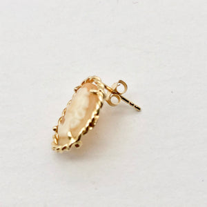 Beautiful Pink Shell Cameo 14K Gold Stud Earrings - PremiumBead Alternate Image 3