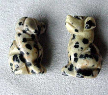 Load image into Gallery viewer, 2 Dalmatian Stone Hand Carved Dog Beads | 22x15x15mm | Grey with Black Speckles - PremiumBead Alternate Image 2