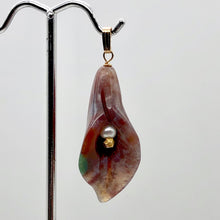 Load image into Gallery viewer, Fancy Jasper Calla Lily 14K Gold Filled Flower Pendant | 2" Long | Red Green |