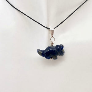 Sodalite Triceratops Dinosaur with Sterling Silver Pendant 509303SDS | 22x12x7.5mm (Triceratops), 5.5mm (Bail Opening), 7/8" (Long) | Blue - PremiumBead Alternate Image 2
