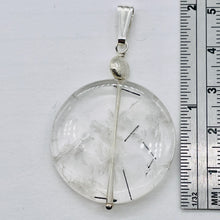 Load image into Gallery viewer, Tourmalated Quartz Beautiful Round Sterling Silver Pendant | 2" Long | Disc |