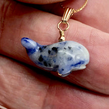 Load image into Gallery viewer, Sodalite Whale Pendant Necklace | Semi Precious Stone Jewelry | 14k gf Pendant - PremiumBead Alternate Image 3
