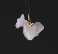 Load image into Gallery viewer, Graceful! Carved Rose Quartz Giraffe 22K Vermeil Gold Pendant 509267RQG - PremiumBead Primary Image 1