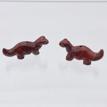 Load image into Gallery viewer, Dinosaur 2 Carved Brecciated Jasper Diplodocus Beads | 25x11.5x7.5mm | Red - PremiumBead Primary Image 1