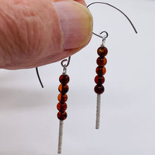 Load image into Gallery viewer, Amber 5 Beads Sterling Silver Drop/Dangle Earrings | 1 3/4" Long | Red |