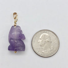 Load image into Gallery viewer, Howling At Twilight! Amethyst Wolf & 14k Gold Filled Pendant | 1.5" | 509282AMG - PremiumBead Alternate Image 4