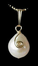 Load image into Gallery viewer, Elegant Tear-Drop Cream Freshwater Pearl and 14K Gf Wire Spiral Pendant! 4729A