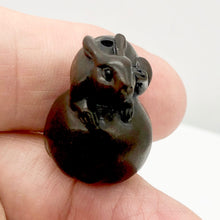 Load image into Gallery viewer, Hoppity Hop Carved Bunny Rabbit Teak Ojime Netsuke Bead | 25x18x18mm | Brown - PremiumBead Alternate Image 2