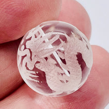 Load image into Gallery viewer, 1 Spectacular Hand Etched Dragon Phoenix Natural Quartz 18mm 10637 | 18mm | Clear