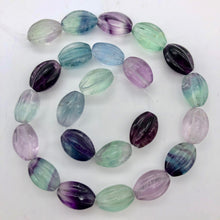 Load image into Gallery viewer, Rare! Carved 14x10mm Oval Fluorite 13" Bead Strand! - PremiumBead Primary Image 1
