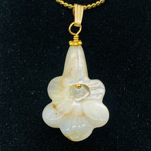 Load image into Gallery viewer, Mother of Pearl Lily 14K Gold Filled Pendant| 1 1/4" Long | White | 1 Pendant |