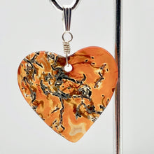 Load image into Gallery viewer, Limbcast Agate Valentine Heart Silver Pendant | 1 1/2 Inch Long | Orange/Green | - PremiumBead Primary Image 1