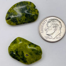 Load image into Gallery viewer, Green Serpentine with Black Matrix Beads | 21x19x6mm to 17x14x5mm | 2 Beads |