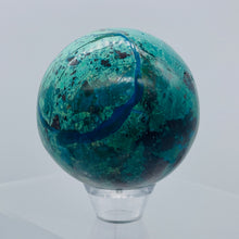 Load image into Gallery viewer, Chrysocolla Cuprite Scry Crystal Round Sphere | 65mm | Blue/Copper | 1 Sphere |