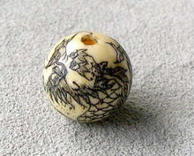 Load image into Gallery viewer, Fierce Dragon Scrimshawed Waterbuffalo Bone 14mm Bead 4120 - PremiumBead Alternate Image 2