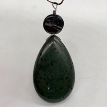 Load image into Gallery viewer, Hypersthene Tsunami Stone Briolette Sterling Silver Pendant| 3"| Green, Silvery|
