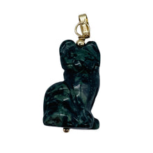 Load image into Gallery viewer, Adorable! Kambaba Jasper Carved Sitting Cat 14K Gold Filled Pendant