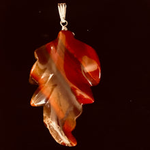 Load image into Gallery viewer, Carved Brecciated Jasper Leaf Sterling Silver Pendant | 2 3/4" Long| 1 pendant |