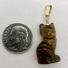 Load image into Gallery viewer, Tiger Eye Kitty Cat Pendant Necklace|Semi Precious Stone Jewelry|14kgf Pendant | - PremiumBead Alternate Image 7