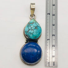 Load image into Gallery viewer, 160cts Natural Turquoise & Lapis Solid Sterling Silver Pendant 4175