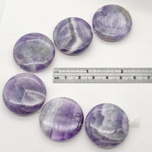 Load image into Gallery viewer, Chevron Amethyst Round Coin Stone | 30x7mm | Purple White | 6 Bead(s)