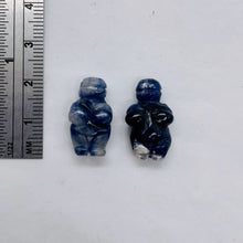 Load image into Gallery viewer, 2 Carved Sodalite Goddess of Willendorf Beads | 20x9x7mm | Blue white