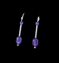 Load image into Gallery viewer, Sleek Purple Amethyst & 925 Sterling Silver Earrings 6379A