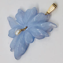Load image into Gallery viewer, Hand Carved Blue Chalcedony Flower 14K Gold Filled Pendant! | 2 1/4&quot; Long |
