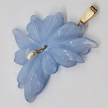 Load image into Gallery viewer, Hand Carved Blue Chalcedony Flower 14K Gold Filled Pendant! | 2 1/4" Long |