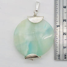 Load image into Gallery viewer, Wavy Hemimorphite Sterling Silver Disc Dangle Pendant 1 3/4" Long | Aqua/Green |