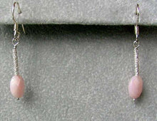 Load image into Gallery viewer, Pink Peruvian Opal Faceted Oval & Stardust Sterling Silver Tube Earrings 5827B - PremiumBead Primary Image 1
