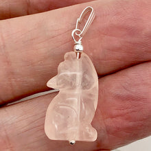 Load image into Gallery viewer, Rose Quartz Wolf Pendant Necklace| Semi Precious Stone Jewelry |Sterling Silver|