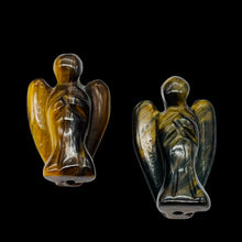 Load image into Gallery viewer, 2 Loving Carved Tigereye Guarding Angel Beads 009284TE | 21x14x8mm | Golden Brown