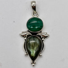 Load image into Gallery viewer, Malachite Labradorite Sterling Silver Goddess | 2 1/2" Long | Blue Green Flash |