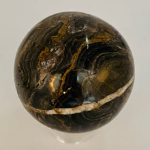 Load image into Gallery viewer, Stromatolite Scry Crystal Round Meditation Sphere | 45mm | Bronze/Black | 1 |