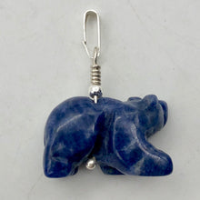 Load image into Gallery viewer, Roar! Hand Carved Natural Sodalite Bear Sterling Silver Pendant - PremiumBead Alternate Image 2