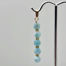 Load image into Gallery viewer, Larimar Faceted Round Bead 14k Gold Filled Pendant | 1.75" Long | Blue White |