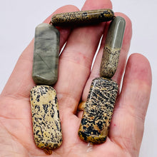 Load image into Gallery viewer, Dendritic Jasper Rectangle Bead Strand | 40x17x7 mm | Tan/Black | 5 Beads |