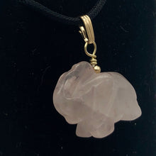Load image into Gallery viewer, Trumpeting Rose Quartz Elephant Pendant Necklace | Animal Jewelry | 14K Pendant