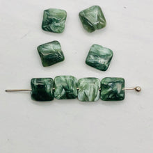 Load image into Gallery viewer, 8 Russian Seraphinite 8x8mm Square Coin Beads 9389