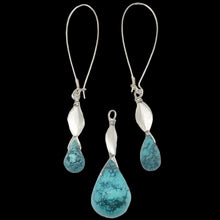 Load image into Gallery viewer, Natural Blue Turquoise and Sterling Silver Earrings And Pendant Set